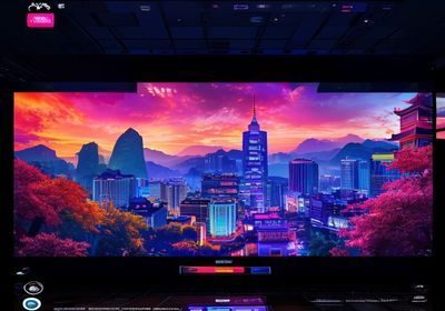 亚洲在线娱乐专区界面展示，大屏幕播放亚洲热门影视剧，画面色彩鲜艳沉浸感强
